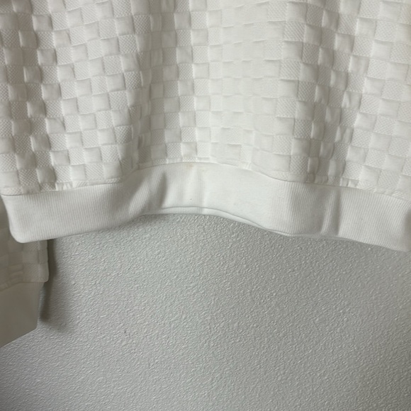 White Textured Longsleeve Crewneck Sweater Sz S - Picture 5 of 7